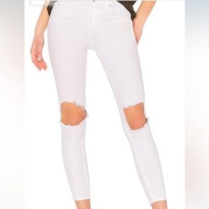 Free people 25 high rise distressed busted knee skinny jean